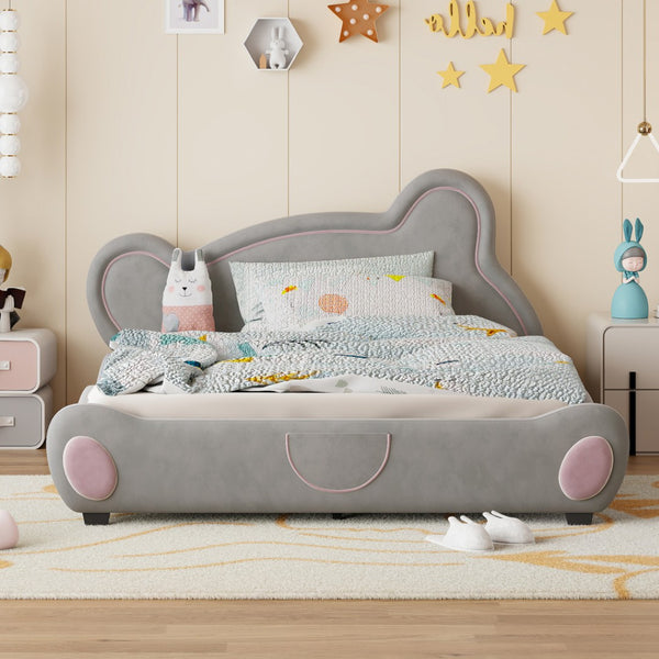 HomeRoots Dark Gray Tufted Upholstered Queen Bed Frame – Stylish Centerpiece with Sturdy Support for Comfort 590334