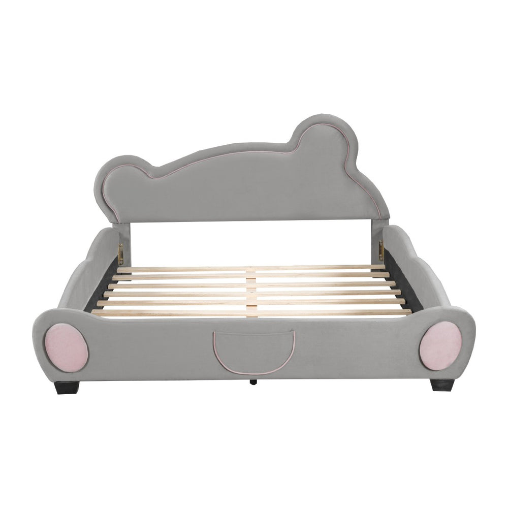 HomeRoots Dark Gray Tufted Upholstered Queen Bed Frame – Stylish Centerpiece with Sturdy Support for Comfort 590334