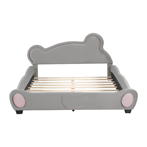 HomeRoots Dark Gray Tufted Upholstered Queen Bed Frame – Stylish Centerpiece with Sturdy Support for Comfort 590334