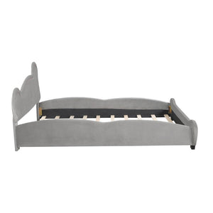 HomeRoots Dark Gray Tufted Upholstered Queen Bed Frame – Stylish Centerpiece with Sturdy Support for Comfort 590334