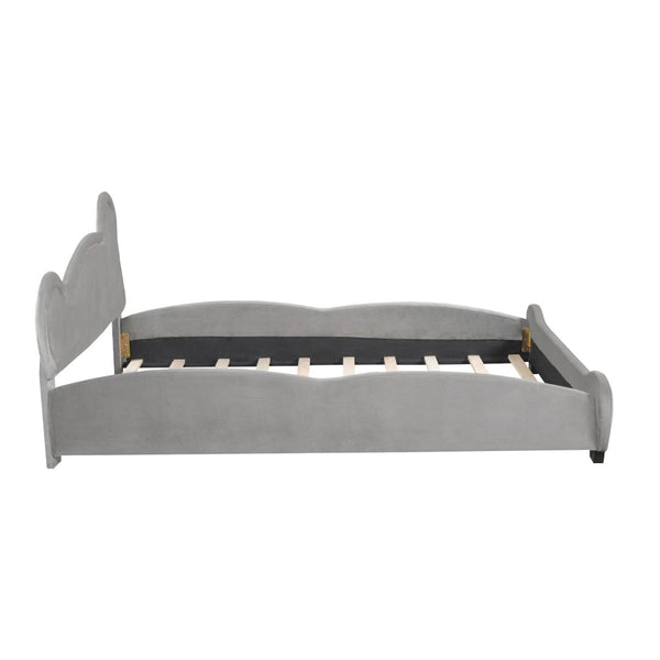 HomeRoots Dark Gray Tufted Upholstered Queen Bed Frame – Stylish Centerpiece with Sturdy Support for Comfort 590334