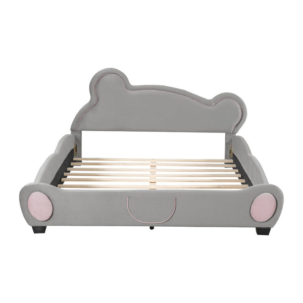 HomeRoots Dark Gray Tufted Upholstered Queen Bed Frame – Stylish Centerpiece with Sturdy Support for Comfort 590334