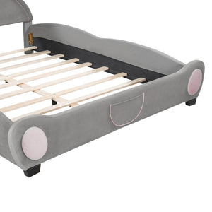 HomeRoots Dark Gray Tufted Upholstered Queen Bed Frame – Stylish Centerpiece with Sturdy Support for Comfort 590334