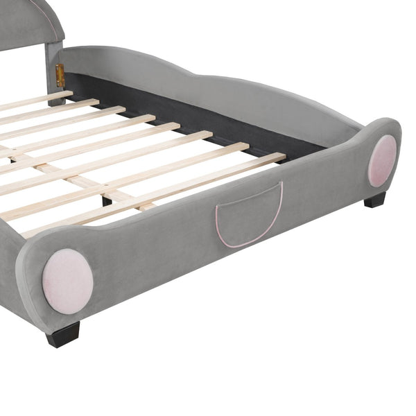 HomeRoots Dark Gray Tufted Upholstered Queen Bed Frame – Stylish Centerpiece with Sturdy Support for Comfort 590334