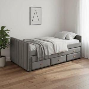 HomeRoots Dark Gray Tufted Velvet Daybed with Trundle & Storage Drawers - Perfect for Style & Functionality! 590336