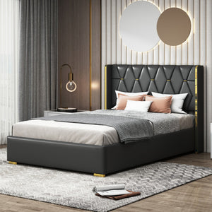 HomeRoots Black Tufted Upholstered Queen Bed Frame - Stylish, Durable, and Perfectly Designed for Any Bedroom 590337