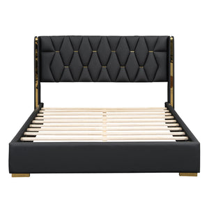 HomeRoots Black Tufted Upholstered Queen Bed Frame - Stylish, Durable, and Perfectly Designed for Any Bedroom 590337