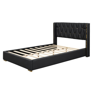 HomeRoots Black Tufted Upholstered Queen Bed Frame - Stylish, Durable, and Perfectly Designed for Any Bedroom 590337