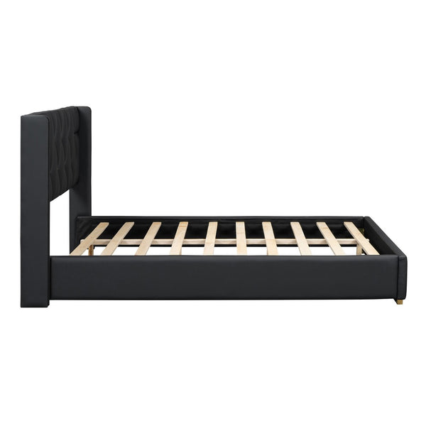 HomeRoots Black Tufted Upholstered Queen Bed Frame - Stylish, Durable, and Perfectly Designed for Any Bedroom 590337