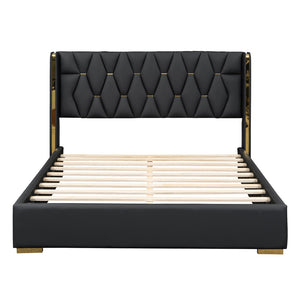 HomeRoots Black Tufted Upholstered Queen Bed Frame - Stylish, Durable, and Perfectly Designed for Any Bedroom 590337