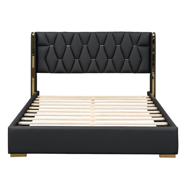HomeRoots Black Tufted Upholstered Queen Bed Frame - Stylish, Durable, and Perfectly Designed for Any Bedroom 590337