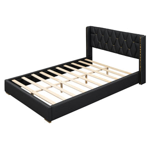 HomeRoots Black Tufted Upholstered Queen Bed Frame - Stylish, Durable, and Perfectly Designed for Any Bedroom 590337