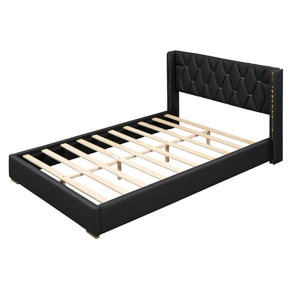 HomeRoots Black Tufted Upholstered Queen Bed Frame - Stylish, Durable, and Perfectly Designed for Any Bedroom 590337