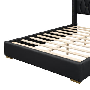 HomeRoots Black Tufted Upholstered Queen Bed Frame - Stylish, Durable, and Perfectly Designed for Any Bedroom 590337