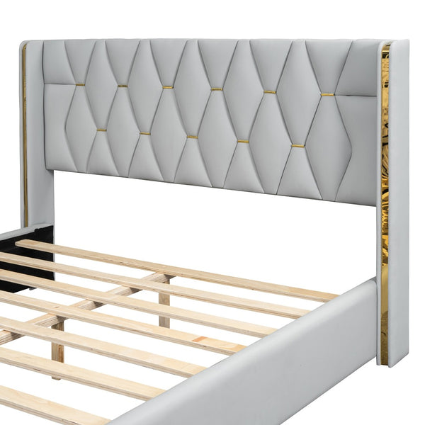 HomeRoots White Tufted Upholstered Queen Bed Frame – Stylish Comfort with Classic Button Detailing & Supportive Design 590338
