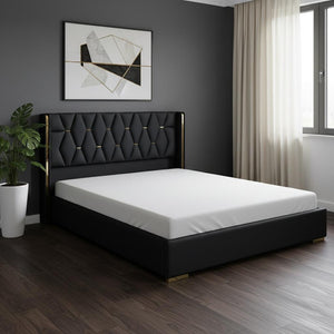 HomeRoots Black Tufted Upholstered Twin Bed Frame - Chic Modern Design for Cozy Comfort in Small Spaces 590339
