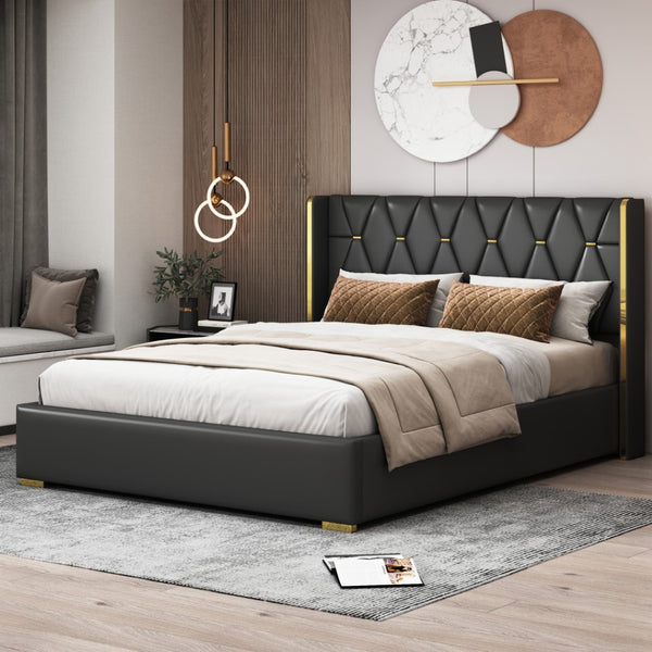 HomeRoots Black Tufted Upholstered Twin Bed Frame - Chic Modern Design for Cozy Comfort in Small Spaces 590339
