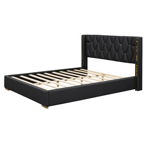 HomeRoots Black Tufted Upholstered Twin Bed Frame - Chic Modern Design for Cozy Comfort in Small Spaces 590339