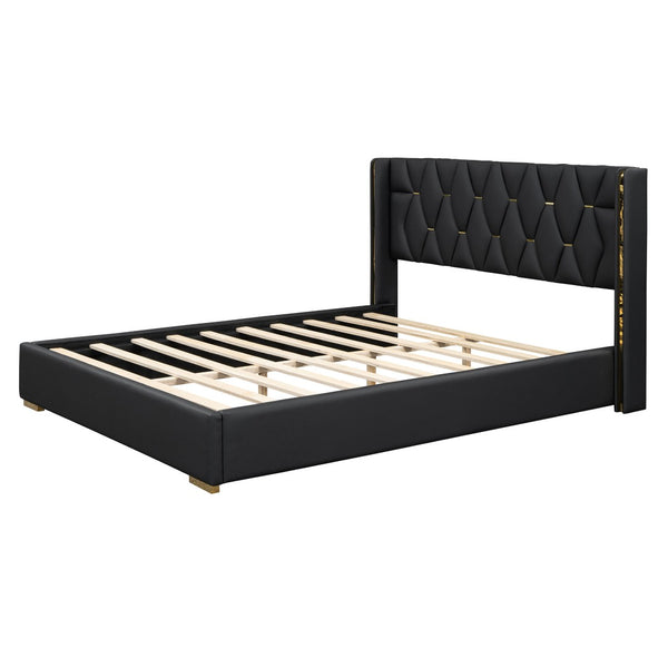 HomeRoots Black Tufted Upholstered Twin Bed Frame - Chic Modern Design for Cozy Comfort in Small Spaces 590339