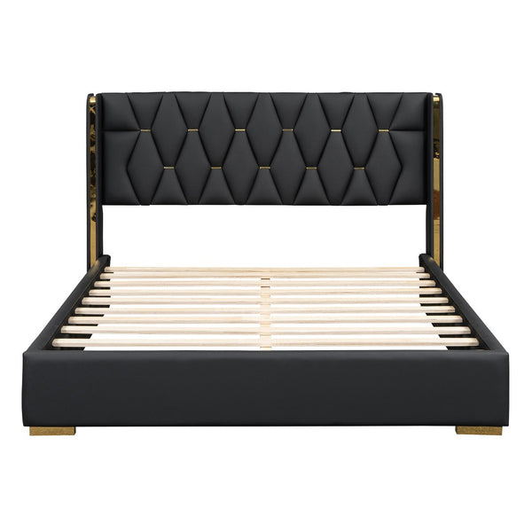 HomeRoots Black Tufted Upholstered Twin Bed Frame - Chic Modern Design for Cozy Comfort in Small Spaces 590339