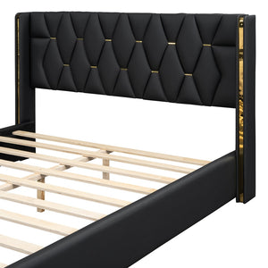 HomeRoots Black Tufted Upholstered Twin Bed Frame - Chic Modern Design for Cozy Comfort in Small Spaces 590339