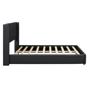 HomeRoots Black Tufted Upholstered Twin Bed Frame - Chic Modern Design for Cozy Comfort in Small Spaces 590339