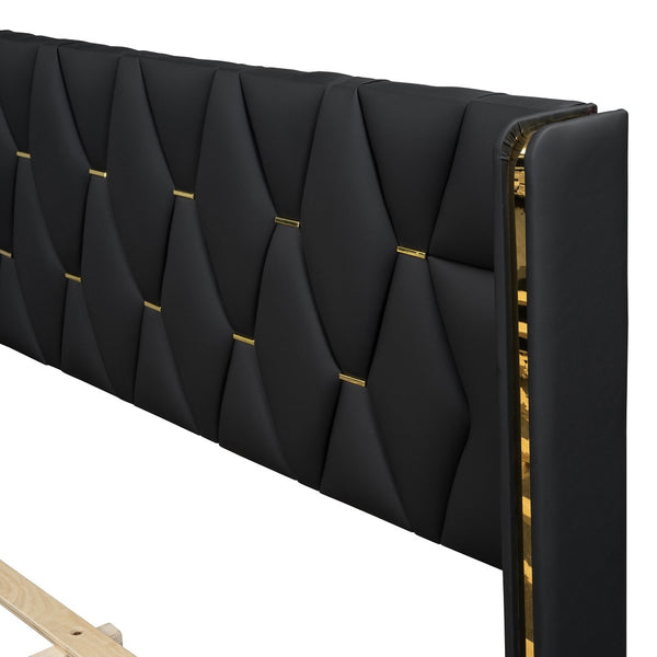 HomeRoots Black Tufted Upholstered Twin Bed Frame - Chic Modern Design for Cozy Comfort in Small Spaces 590339