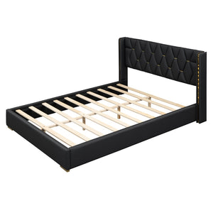 HomeRoots Black Tufted Upholstered Twin Bed Frame - Chic Modern Design for Cozy Comfort in Small Spaces 590339