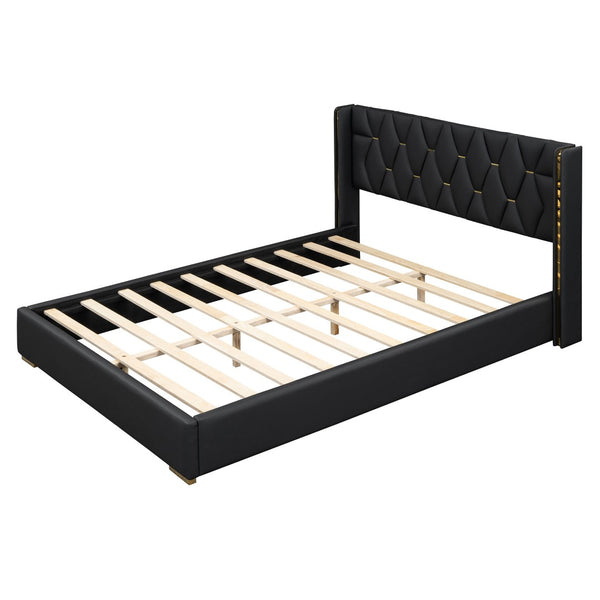 HomeRoots Black Tufted Upholstered Twin Bed Frame - Chic Modern Design for Cozy Comfort in Small Spaces 590339