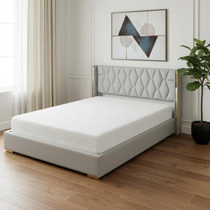 HomeRoots White Tufted Upholstered Twin Bed Frame - Elegant Platform Design for Stylish and Cozy Bedrooms 590340