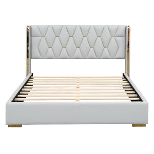 HomeRoots White Tufted Upholstered Twin Bed Frame - Elegant Platform Design for Stylish and Cozy Bedrooms 590340