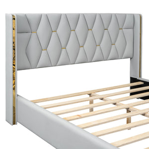 HomeRoots White Tufted Upholstered Twin Bed Frame - Elegant Platform Design for Stylish and Cozy Bedrooms 590340