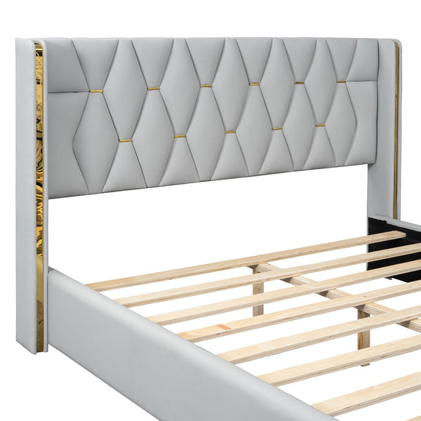 HomeRoots White Tufted Upholstered Twin Bed Frame - Elegant Platform Design for Stylish and Cozy Bedrooms 590340
