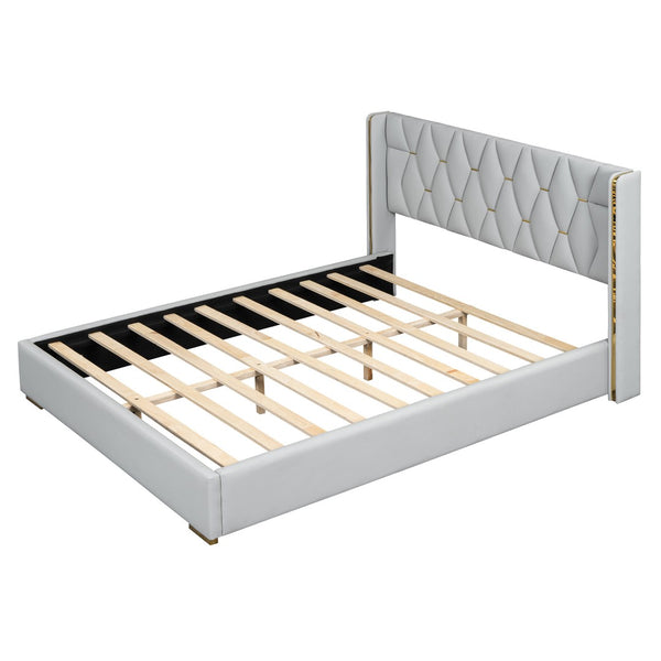 HomeRoots White Tufted Upholstered Twin Bed Frame - Elegant Platform Design for Stylish and Cozy Bedrooms 590340