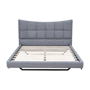 HomeRoots Gray Tufted Upholstered Full Bed Frame with LED Lights, USB Port & Cozy Modern Design Features 590342