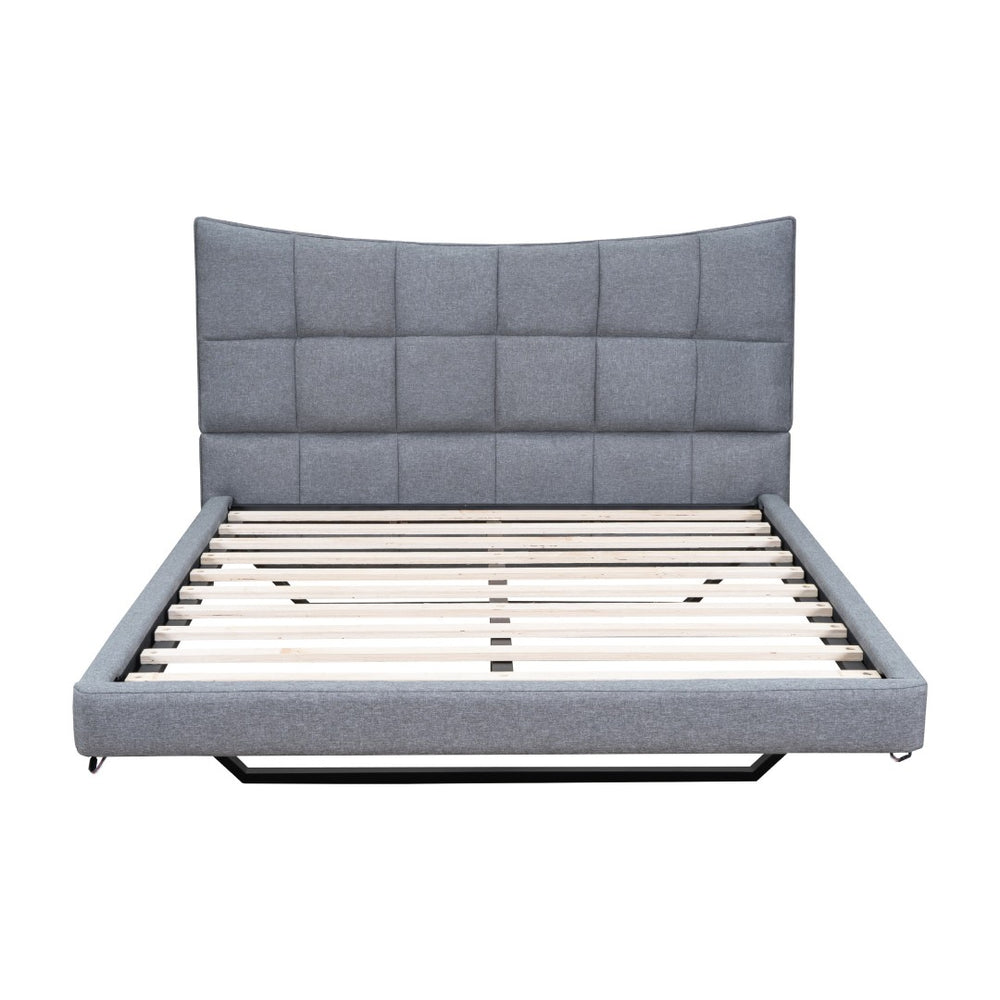 HomeRoots Gray Tufted Upholstered Full Bed Frame with LED Lights, USB Port & Cozy Modern Design Features 590342