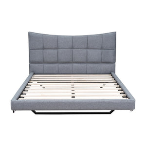 HomeRoots Gray Tufted Upholstered Full Bed Frame with LED Lights, USB Port & Cozy Modern Design Features 590342