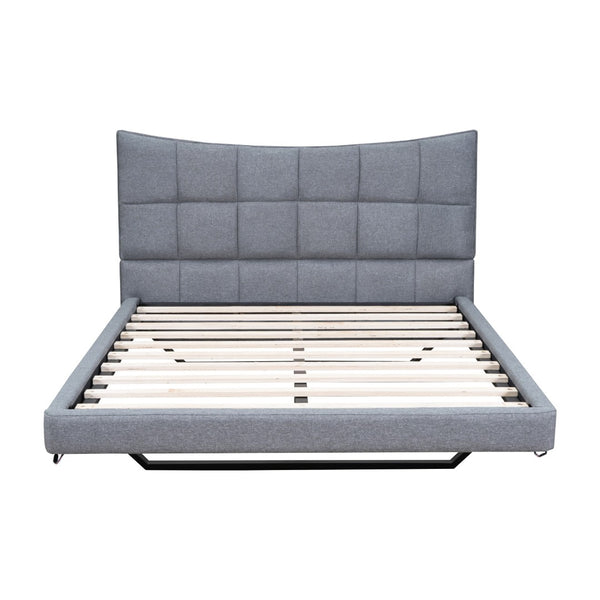 HomeRoots Gray Tufted Upholstered Full Bed Frame with LED Lights, USB Port & Cozy Modern Design Features 590342