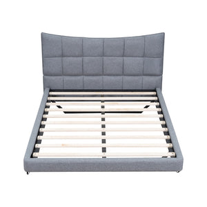 HomeRoots Gray Tufted Upholstered Full Bed Frame with LED Lights, USB Port & Cozy Modern Design Features 590342