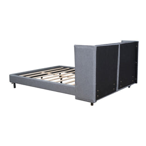 HomeRoots Gray Tufted Upholstered Queen Bed Frame with LED Lights, USB Charging, and Stylish Comfort Features 590344