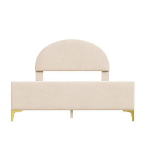 HomeRoots Beige Tufted Velvet Queen Bed Frame - Luxurious Upholstered Design for Stylish Comfort & Durability 590353
