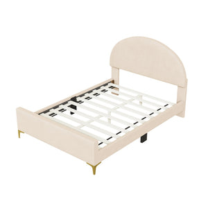 HomeRoots Beige Tufted Velvet Queen Bed Frame - Luxurious Upholstered Design for Stylish Comfort & Durability 590353