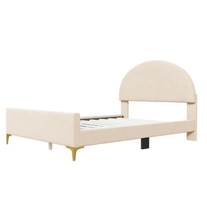 HomeRoots Beige Tufted Velvet Queen Bed Frame - Luxurious Upholstered Design for Stylish Comfort & Durability 590353