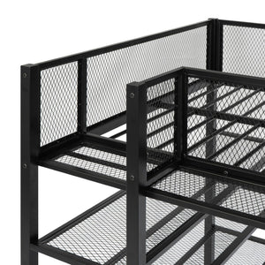 HomeRoots Black Metal Twin Loft Bed with Integrated Desk & Shelves – Space-Saving Style for Small Rooms! 590371