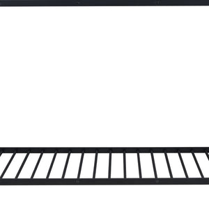 HomeRoots Black Twin Over Twin Metal Bunk Bed with Stairs, Storage & Safety Features for Kids' Rooms 590380