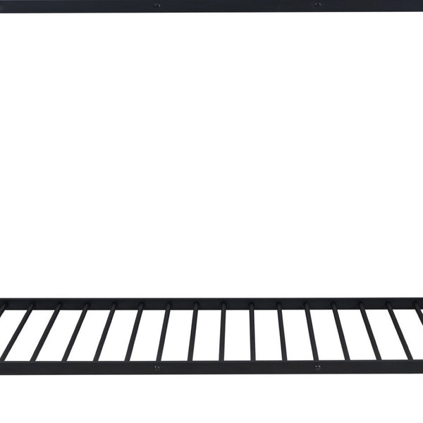 HomeRoots Black Twin Over Twin Metal Bunk Bed with Stairs, Storage & Safety Features for Kids' Rooms 590380