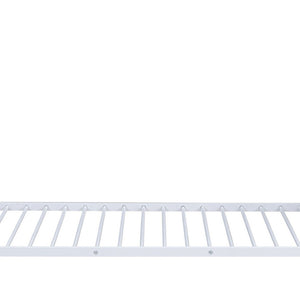 HomeRoots White Twin Over Twin Metal Bunk Bed with Staircase, Storage, and Safety Features for Kids' Rooms 590381