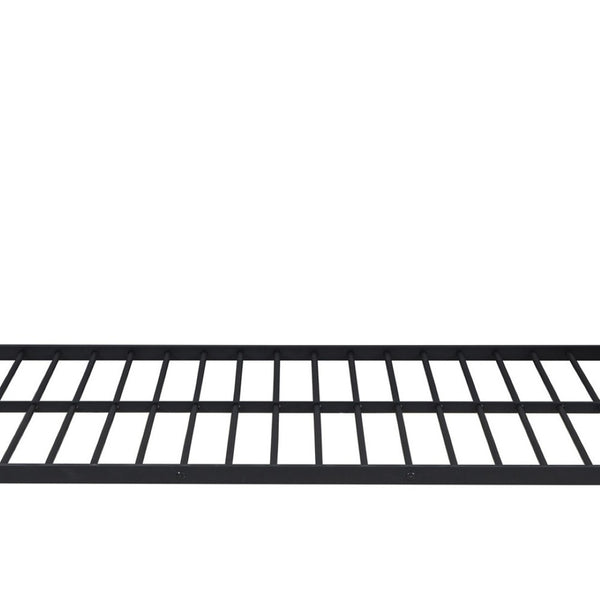 HomeRoots Black Full-Over-Full Metal Bunk Bed with Stairs, Storage & Safety Features for Kids' Rooms 590383