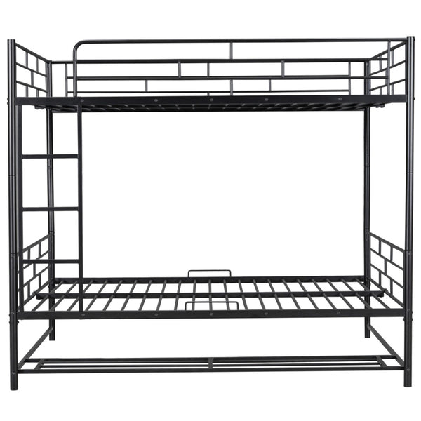 HomeRoots Black Full Over Full Metal Bunk Bed with Safety Guardrails, Versatile Storage & Modern Style Design 590387