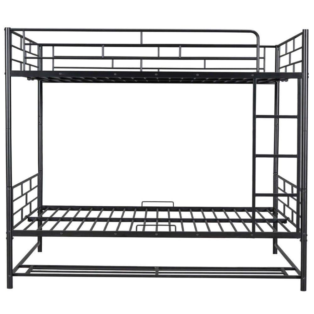 HomeRoots Black Full Over Full Metal Bunk Bed with Safety Guardrails, Versatile Storage & Modern Style Design 590387